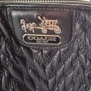 Coach Black Quilted Logo Shoulder Bag with Gold Tone Hardware